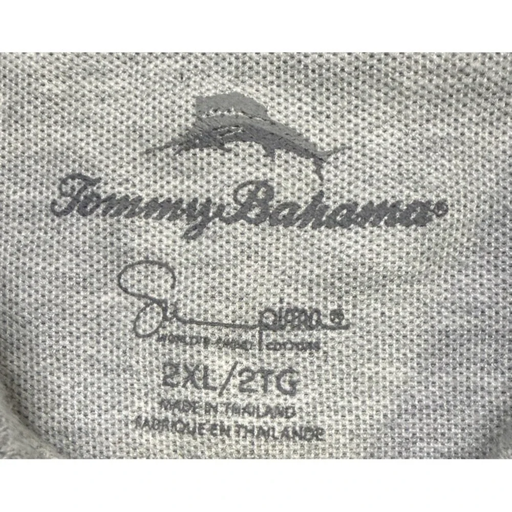 Tommy Bahama Emfielder 2.0 Polo Shirt Mens XXL Red Logo Gray Short Sleeve EUC